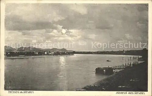 Bonn Rhein Abend Mondschein Kat. Bonn