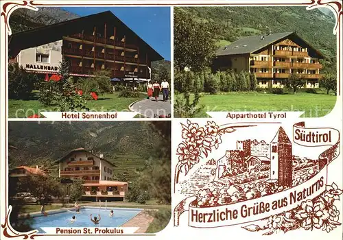 Naturns Merano Hotel Sonnenhof Apparthotel Tyrol Pension St. Prokulus Kat. Naturno