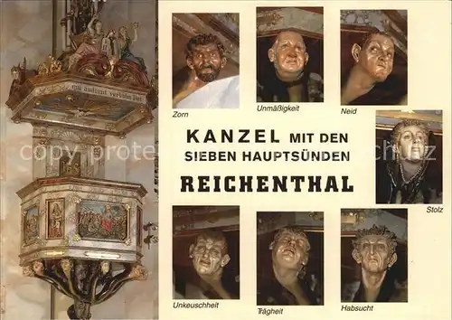 Reichenthal Kanzel mit den 7 Hauptsuenden Kat. Reichenthal
