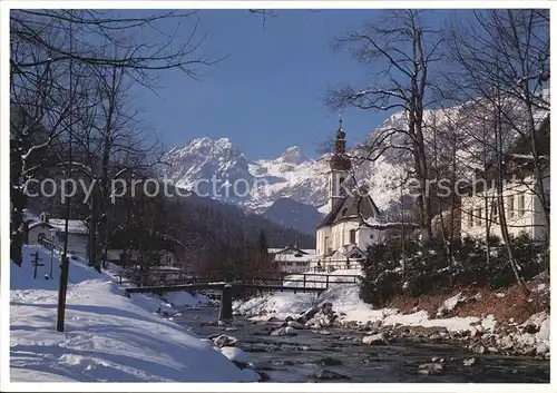 Ramsau Dachstein Steiermark Partie am Fluss Kirche Alpen Winterpanorama The Germany Collection Kat. Ramsau am Dachstein