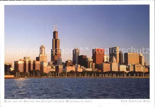 Chicago Illinois Skyline am Lake Michigan Kat. Chicago