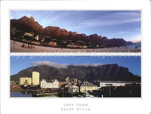 Cape Town Kaapstad Kapstadt The Twelve Apostles tower over Camps Bay beach Table Mountain provides to the VA Waterfront Kat. Cape Town