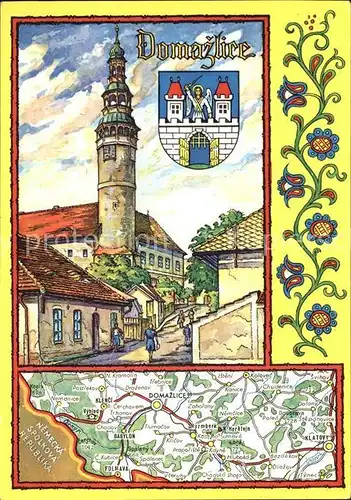 Domazlice Chodsky Hrad Schloss Landkarte Kuenstlerkarte Kat. Taus