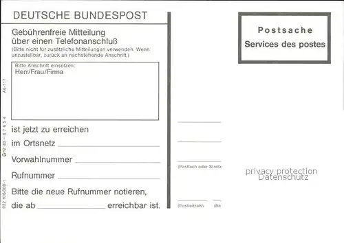 Telefon Deutsche Post Telefonanschluss  Kat. Technik