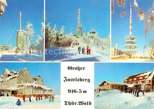 Grosser Inselsberg Berghotel Restaurant Sender Aussichtsturm Winterpanorama Kat. Brotterode