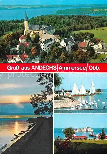Andechs Kloster Ammersee Fliegeraufnahme Promenade Segelsport Faehre Kat. Andechs