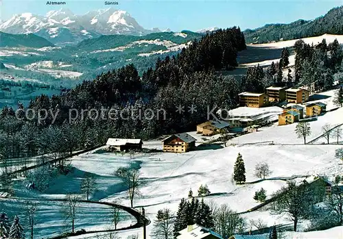 Oberstaufen Allgaeuer Kuranstalt Malas Winterpanorama mit Saentis und Altmann Appenzeller Alpen Kat. Oberstaufen
