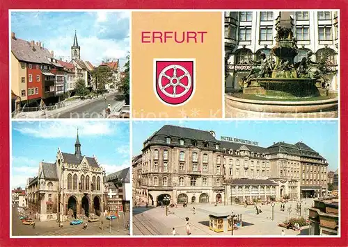 Erfurt Kraemerbruecke Monumentalbrunnen Rathaus Hotel Erfurter Hof Kat. Erfurt