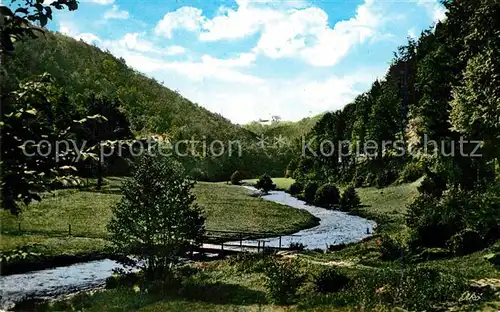 Goessweinstein Wiesenttal mit Blick zur Burg Fraenkische Schweiz Kat. Goessweinstein