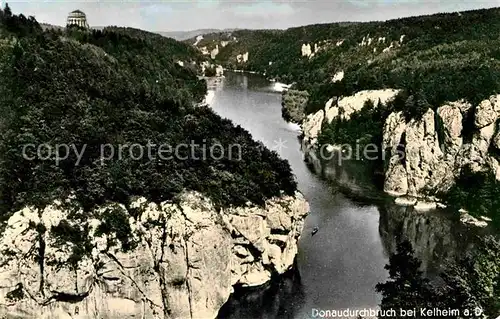 Kelheim Donaudurchbruch Felsen Befreiungshalle Kat. Kelheim Donau