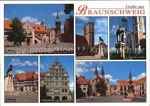 Braunschweig Burgplatz Dom Heinrich der Loewe Gewandhaus Altstadtmarkt Kat. Braunschweig