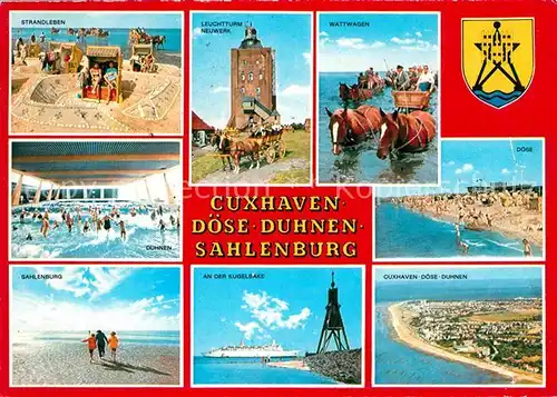Doese Duhnen Wellenbad Sahlenburg Strandleben Leuchtturm Neuwerk Kutschfahrten Wattwagen Kat. Cuxhaven