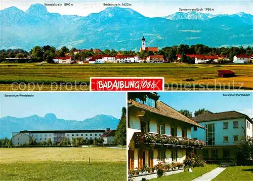Bad Aibling Gesamtansicht mit Alpenpanorama Sanatorium Wendelstein Kuranstalt Harthausen Kat. Bad Aibling