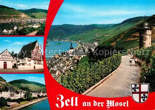 Zell Mosel Stadt der Schwazen Katz Teilansicht Turm  Kat. Zell (Mosel)