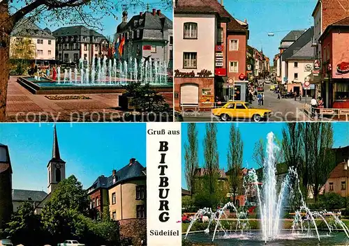 Bitburg Wasserspiele Strassenpartie Kirche Springbrunnen Kat. Bitburg