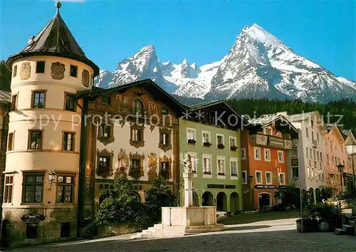 Berchtesgaden Marktplatz mit Watzmann Kat. Berchtesgaden