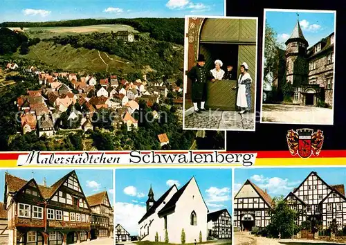 Schwalenberg Panorama Trachten Fachwerkhaeuser Kirche Kat. Schieder Schwalenberg