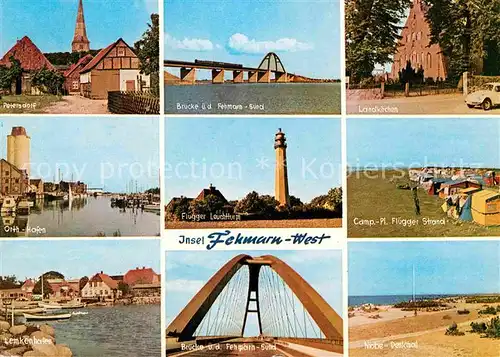 Insel Fehmarn Petersdorf Fehmarnsund Bruecke Landkirchen Orth Hafen Fluegger Leuchtturm Camp Fluegger Strand Lemkenhafen Niobe Denkmal Kat. Fehmarn