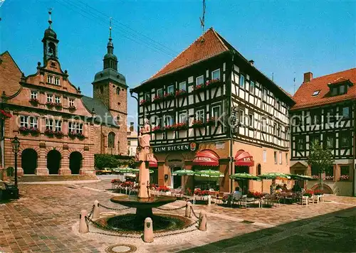 Buchen Baden Altes Rathaus mit Pilgrim von Buchheim Brunnen Kat. Buchen (Odenwald)
