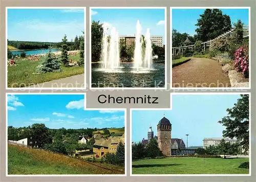 Chemnitz Oberrabenstein Wasserspiele Karl Marx Platz Pelzmuehle Pavillon Adelsberg Roter Turm Kat. Chemnitz