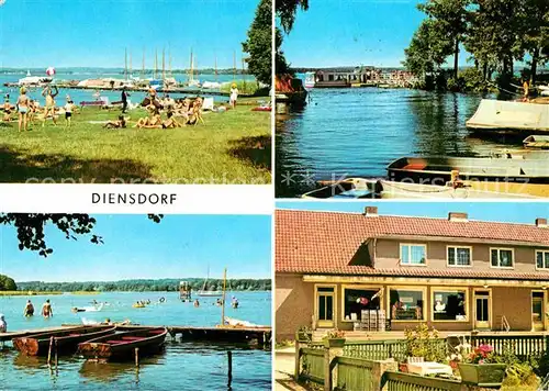 Diensdorf Radlow Scharmuetzelsee Strandpartie Seebruecke Kat. Diensdorf Radlow