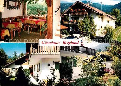 Grainau Gaestehaus Bergland Gaststube Garten Kat. Grainau