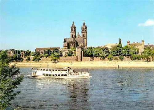 Magdeburg Blick zum Dom Elbe Dampfer Kat. Magdeburg