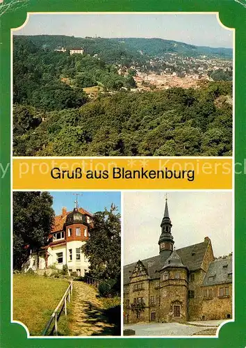 Blankenburg Harz Blick vom Grossvaterfelsen Gaststaette Grossvater Rathaus Kat. Blankenburg