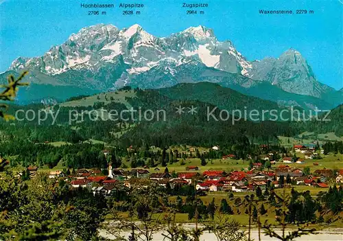 Kruen Gesamtansicht gegen Wettersteingebirge Kat. Kruen