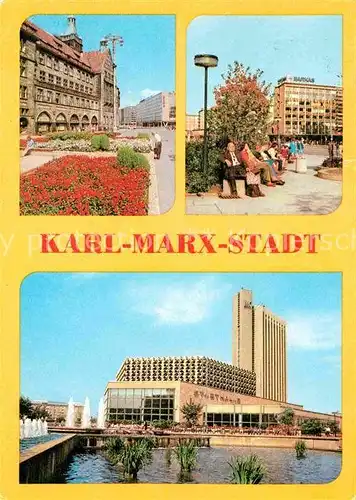 Karl Marx Stadt Rathaus Strasse der Nationen Stadthalle Interhotel Kongress Kat. Chemnitz