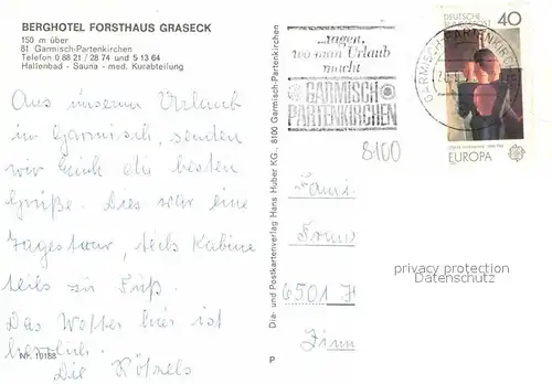 Garmisch Partenkirchen Berghotel Forsthaus Graseck Kat. Garmisch Partenkirchen