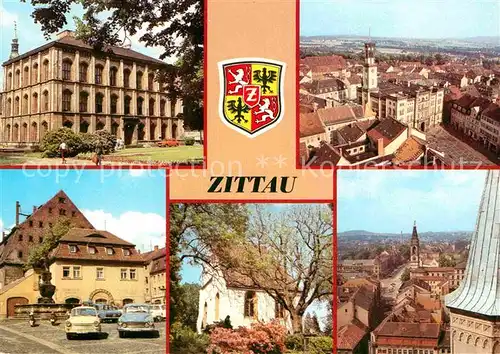 Zittau Landwirtschaftsschule Rathaus Samariterinnenbrunnen Frauenkirche Stadtblick vom Turm der Johanniskirche Kat. Zittau