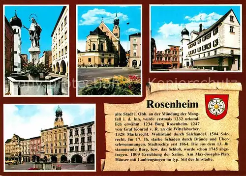Rosenheim Bayern Heilig Geist Str mit Hl Nepomuk Pfarrkirche Mittertor Heimatmuseum Max Josef Platz Kat. Rosenheim