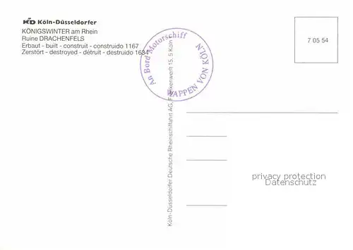 Koenigswinter Ruine Drachenfels Fliegeraufnahme / Koenigswinter /Rhein-Sieg-Kreis LKR