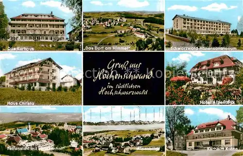 Hoechenschwand Schwarzwald Hoehensanatorium Kurheim Krone Haus Christa  Kat. Hoechenschwand