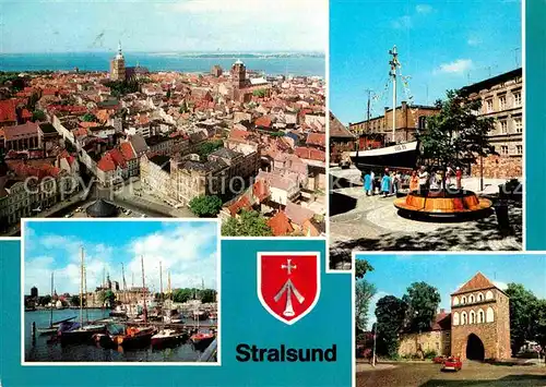 Stralsund Mecklenburg Vorpommern Blick von St Marien Kutter Meeresmuseum Hafen Kniepertor Kat. Stralsund