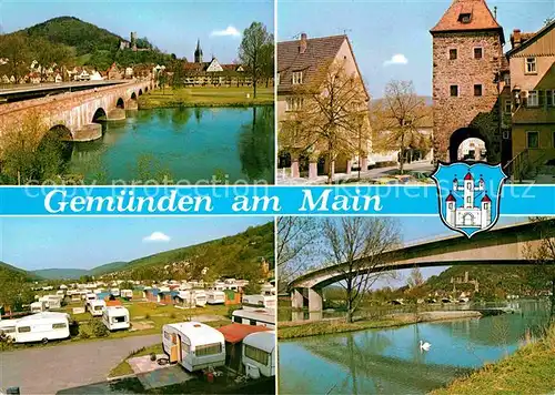 Gemuenden Main Bruecke Campingplatz Turm Kat. Gemuenden a.Main
