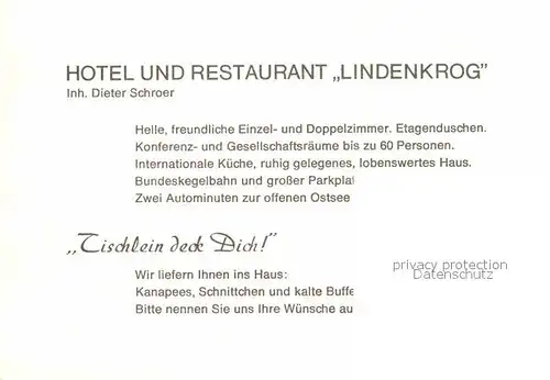 Schoenhagen Brodersby Hotel Restaurant Lindenkrog Kat. Brodersby Schlei