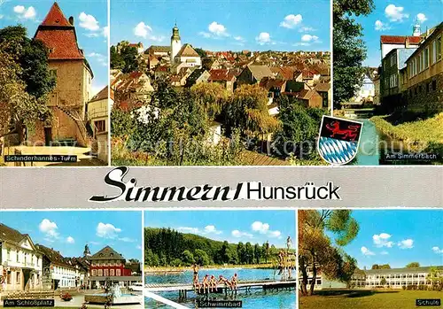 Simmern Hunsrueck Schinderhannesturm Simmerbach Schule Schwimmbad Schlossplatz Kat. Simmern  Hunsrueck