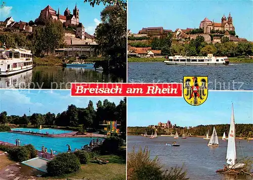 Breisach Rhein Schloss Schwimmbad Segelboote Kat. Breisach am Rhein