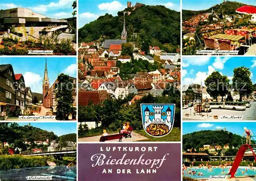 Biedenkopf Luftkurort Buergerhaus Lahnbruecke Evangelische Kirche Markt Freibad Kat. Biedenkopf