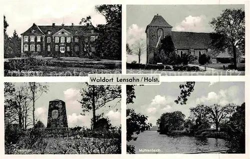 Lensahn Muehlenteich Kirche Ehrenmal Schloss Gueldenstein Kat. Lensahn