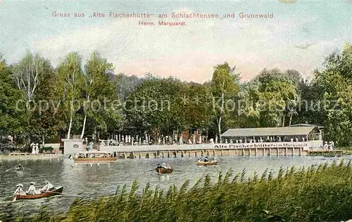 Berlin Alte Fischerhuette Schlachtensee Grunewald Ruderboote Kat. Berlin