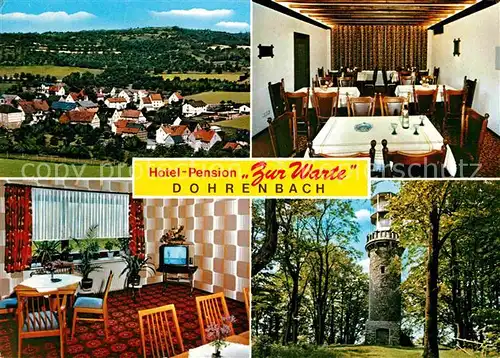 Dohrenbach Hotel Pension Zur Warte Gastraum Turm Meissnerwald Kat. Witzenhausen