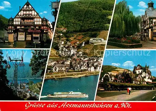 Assmannshausen Rhein Bauernschaenke Fachwerkhaus Seilbahn Kat. Ruedesheim am Rhein