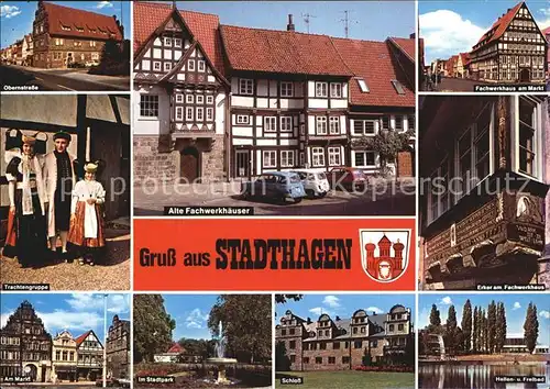 Stadthagen Trachtengruppe Erker Fachwerkhaus Schloss Markt  Kat. Stadthagen