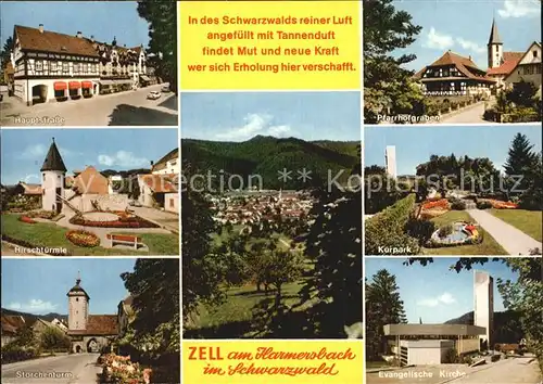 Zell Harmersbach Pfarrhofgraben Evangelische Kirche Storchenturm Hirschtuerme  Kat. Zell am Harmersbach