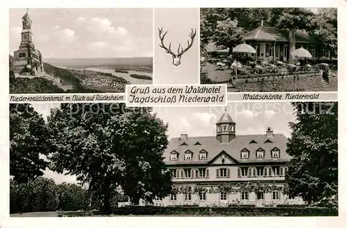 Ruedesheim Rhein Waldhotel Jagdschloss Niederwald Niederwalddenkmal Waldschaenke Kat. Ruedesheim am Rhein