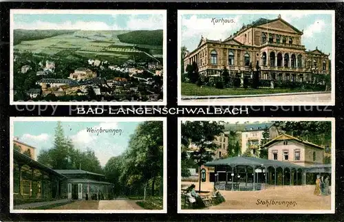 Langenschwalbach Weinbrunnen Stahlbrunnen Kurhaus Panorama Kat. Bad Schwalbach