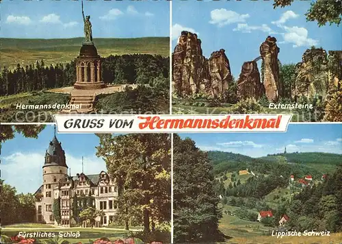 Hermannsdenkmal Externsteine Lippische Schweiz Fuerstliches Schloss Kat. Detmold